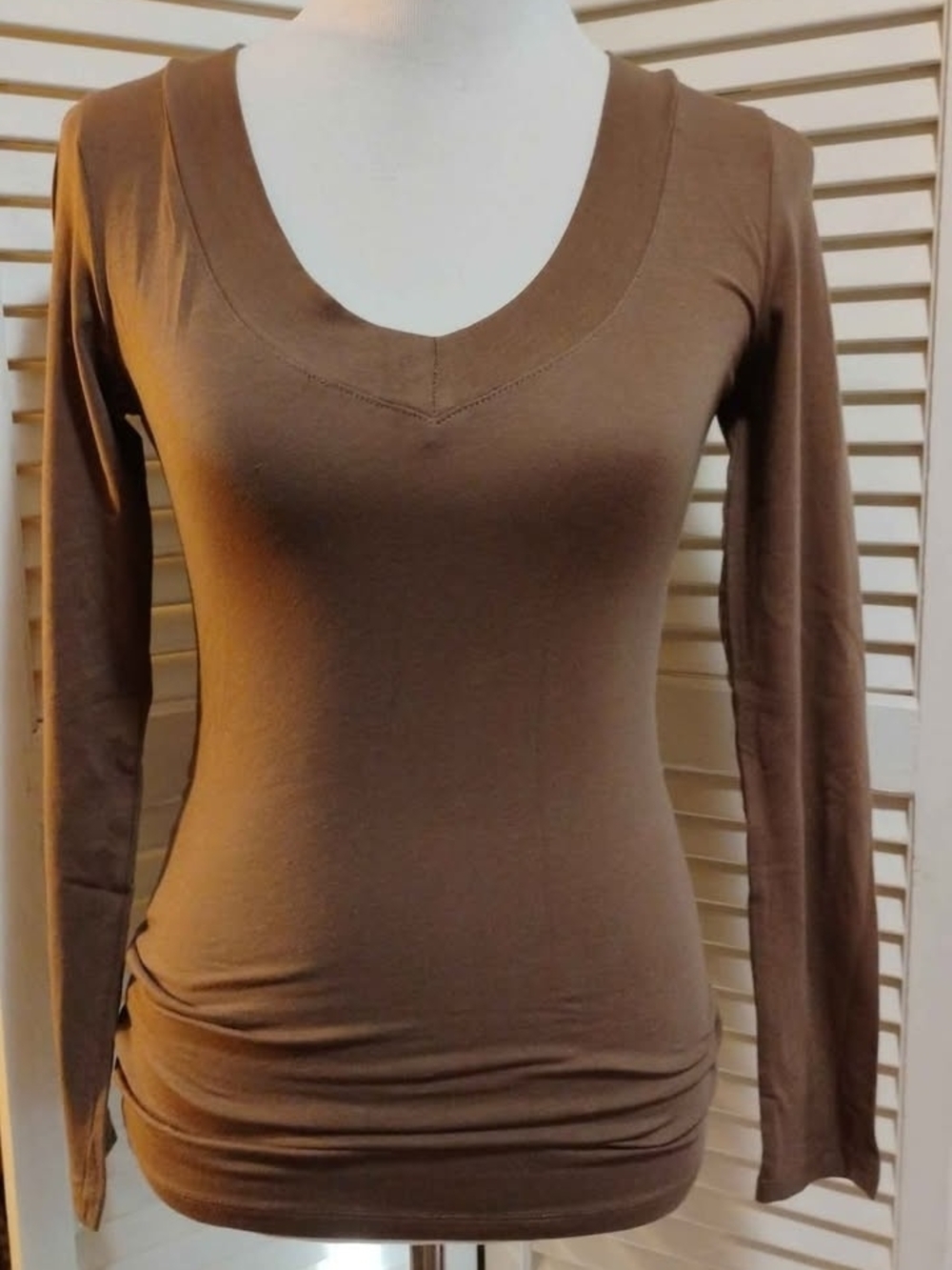 NWT Ambiance Brown Scoop-Neck Long Sleeve Top